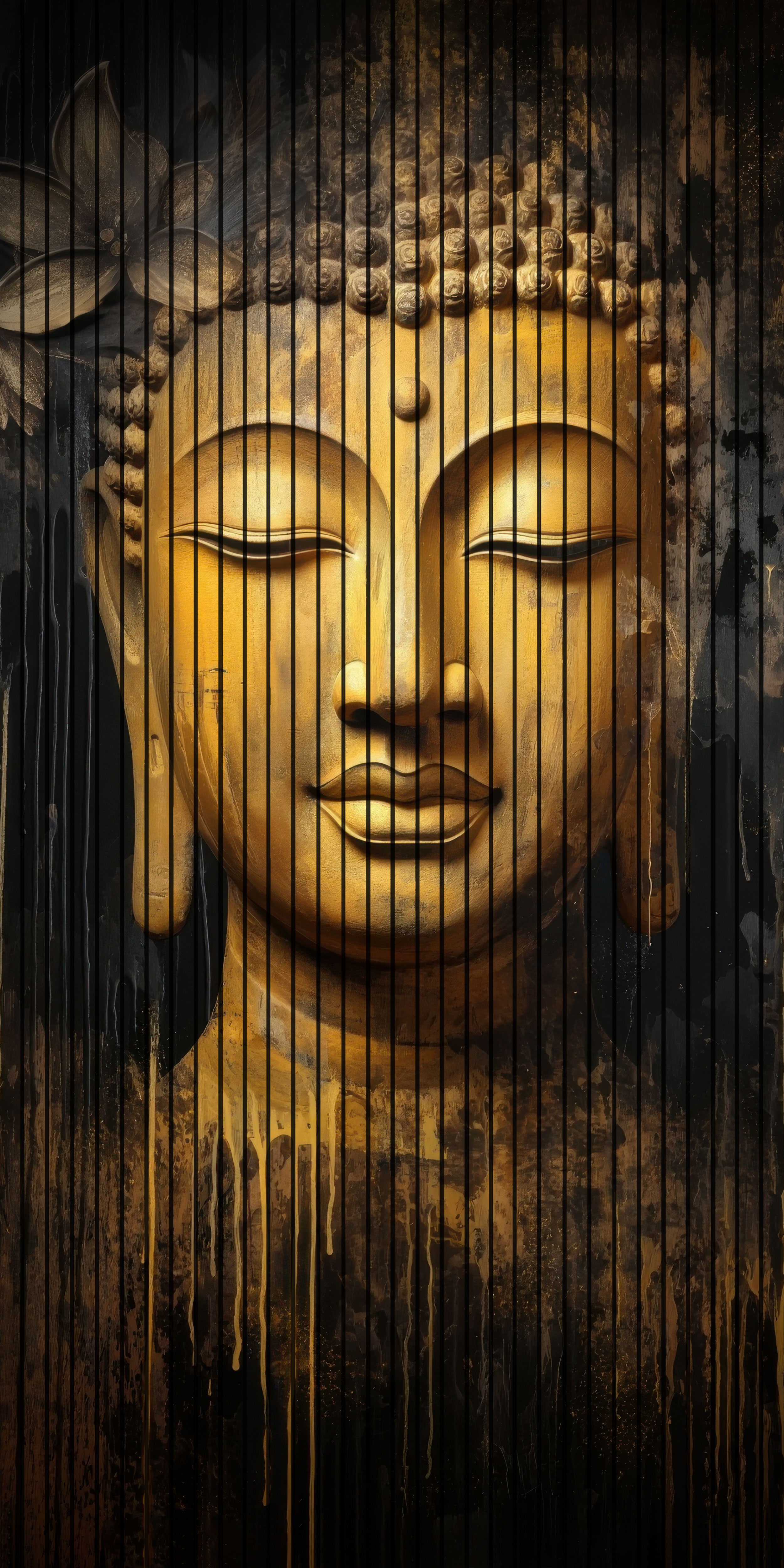 7D Fluted Panel – 7D-117 | Lord Buddha Face Abstract Art | Textured Finish | 5 Feet × 10 Feet