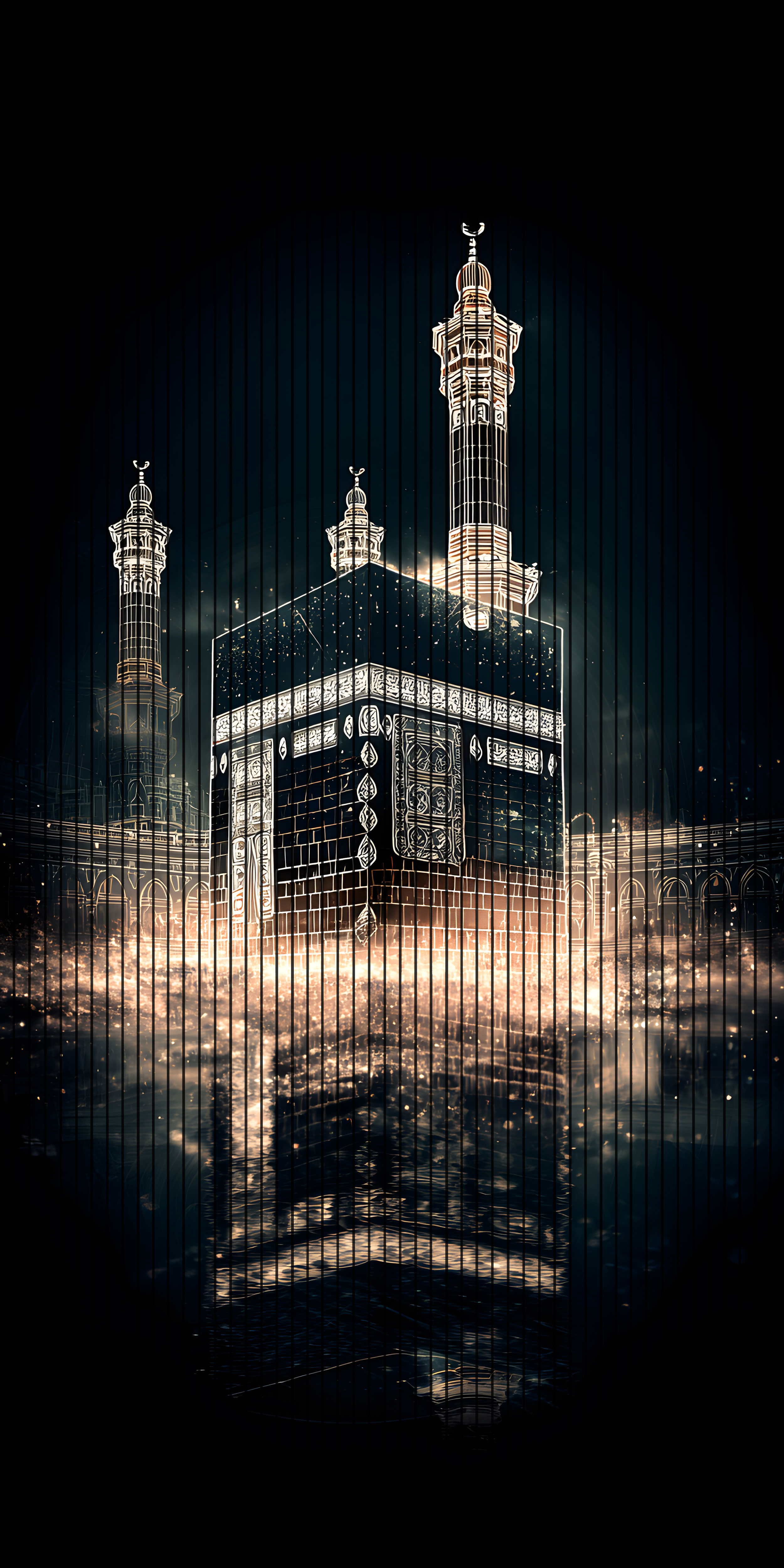 7D Fluted Panel – 7D-128 – Mecca Kaaba Light Outline Design | 5×10 Feet | Textured Finish