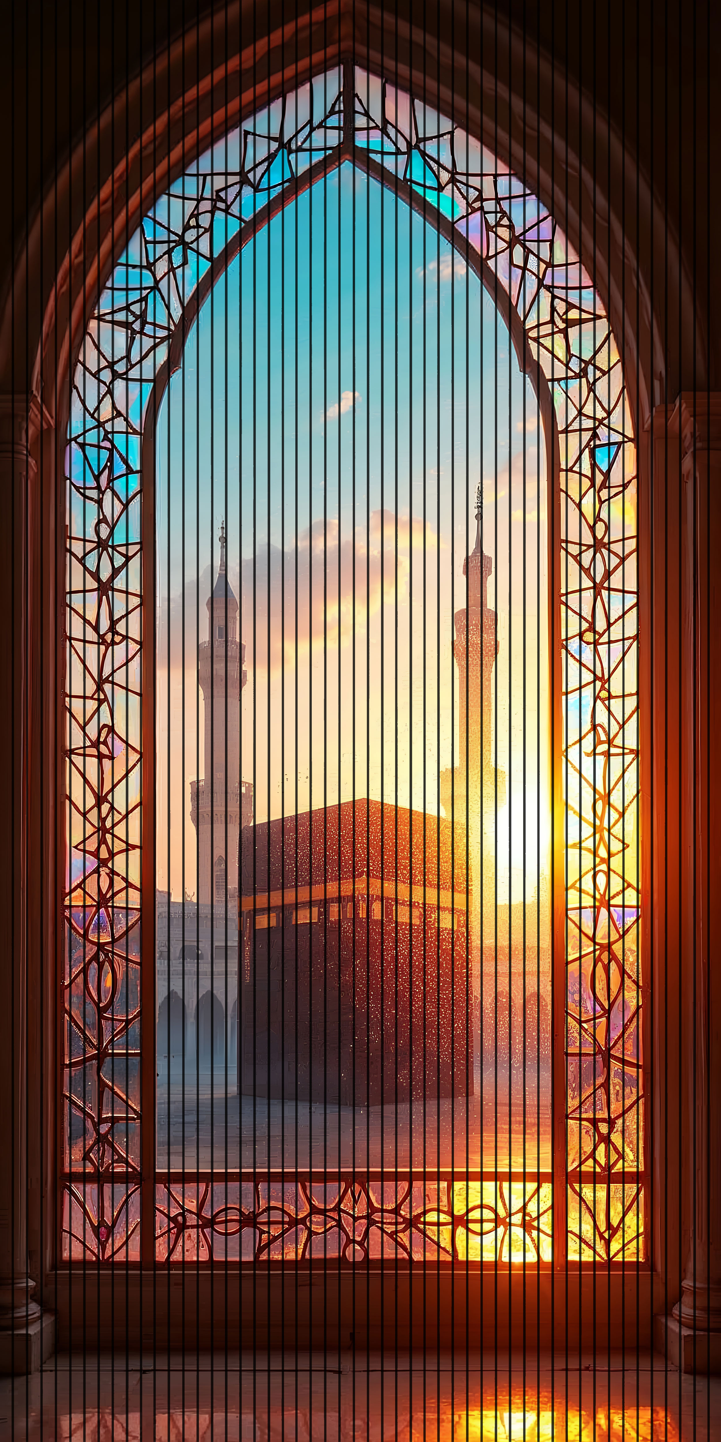 7D Fluted Panel – 7D-129 – Mecca Kaaba Sunburst Archway Design | 5×10 Feet | Textured Finish