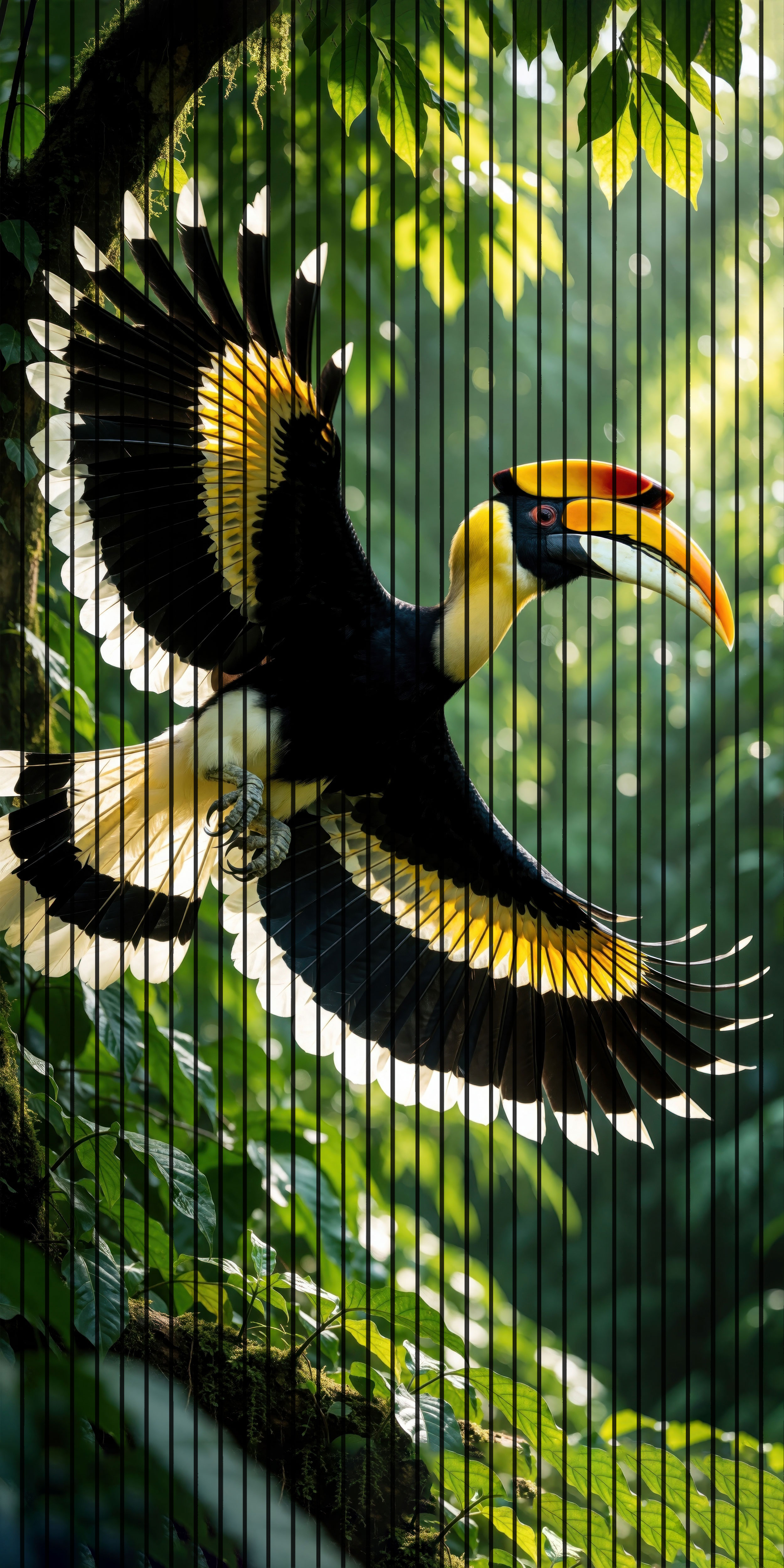 7D Fluted Panel – 7D-1041 – Flying Hornbill Bird Design | 5×10 Feet | Textured Finish