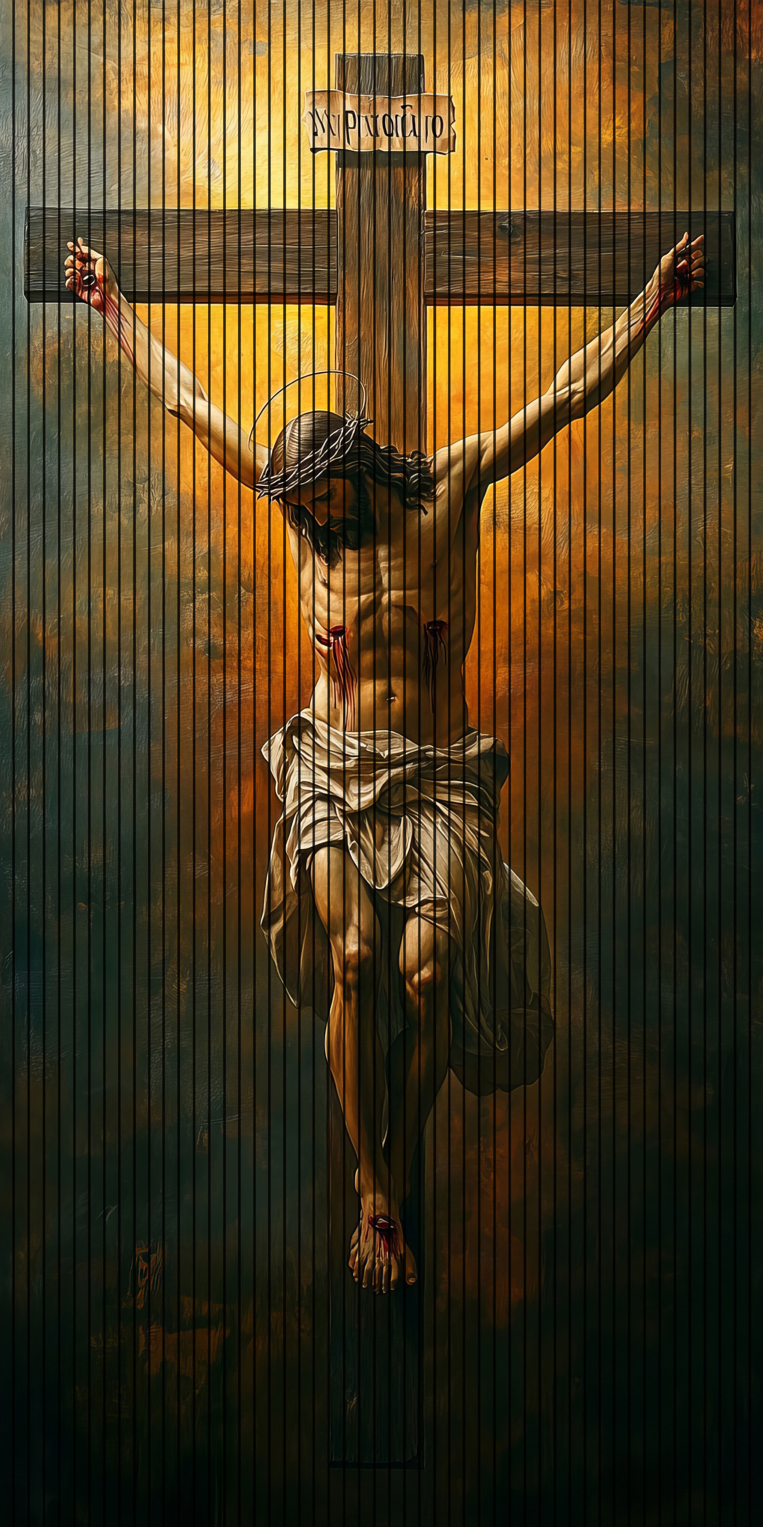 7D Fluted Panel – 7D-142 – Crucifixion of Jesus Christ Design | 5×10 Feet | Textured Finish