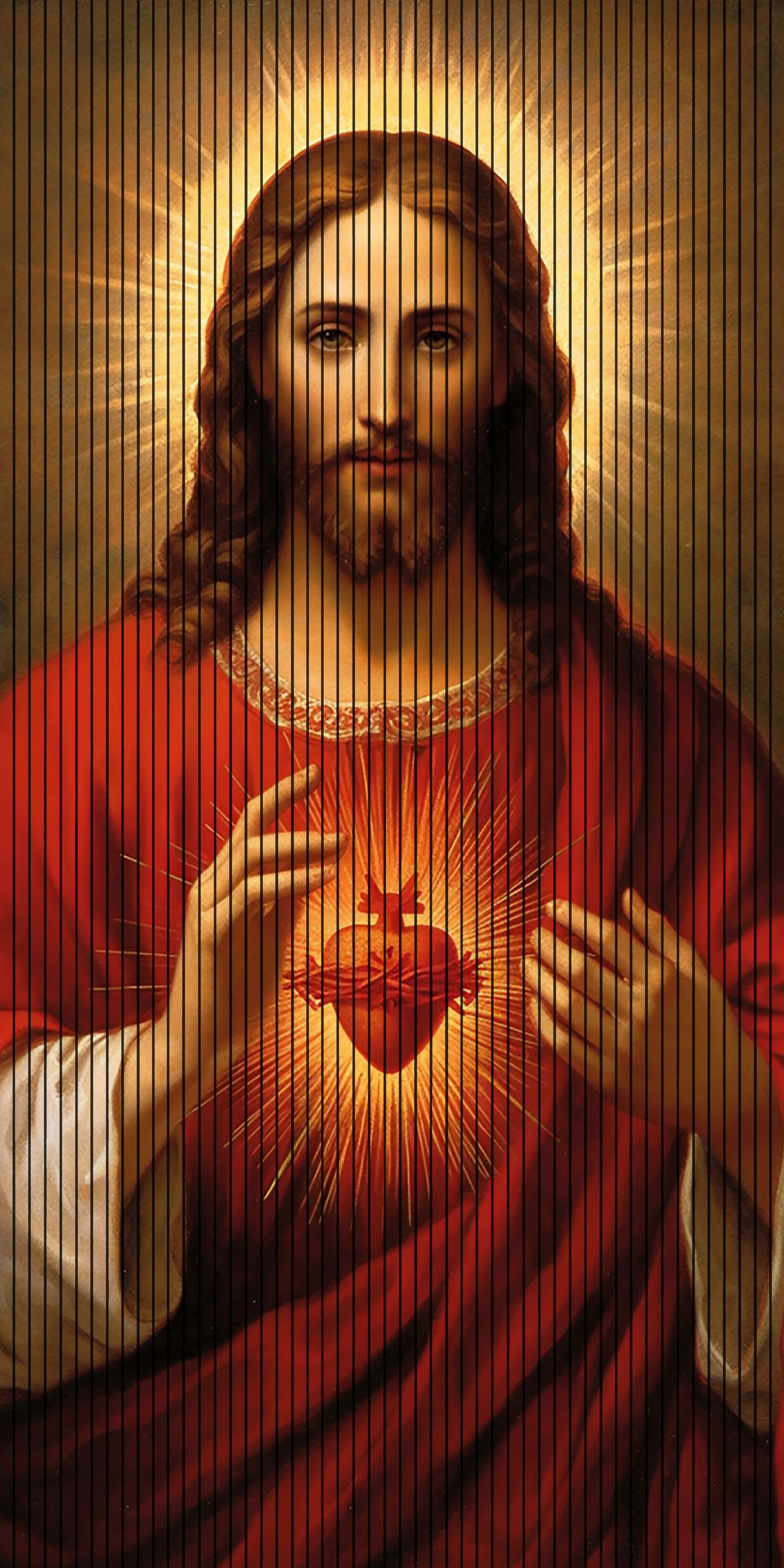 7D Fluted Panel – 7D-143 – Sacred Heart of Jesus Design | 5×10 Feet | Textured Finish