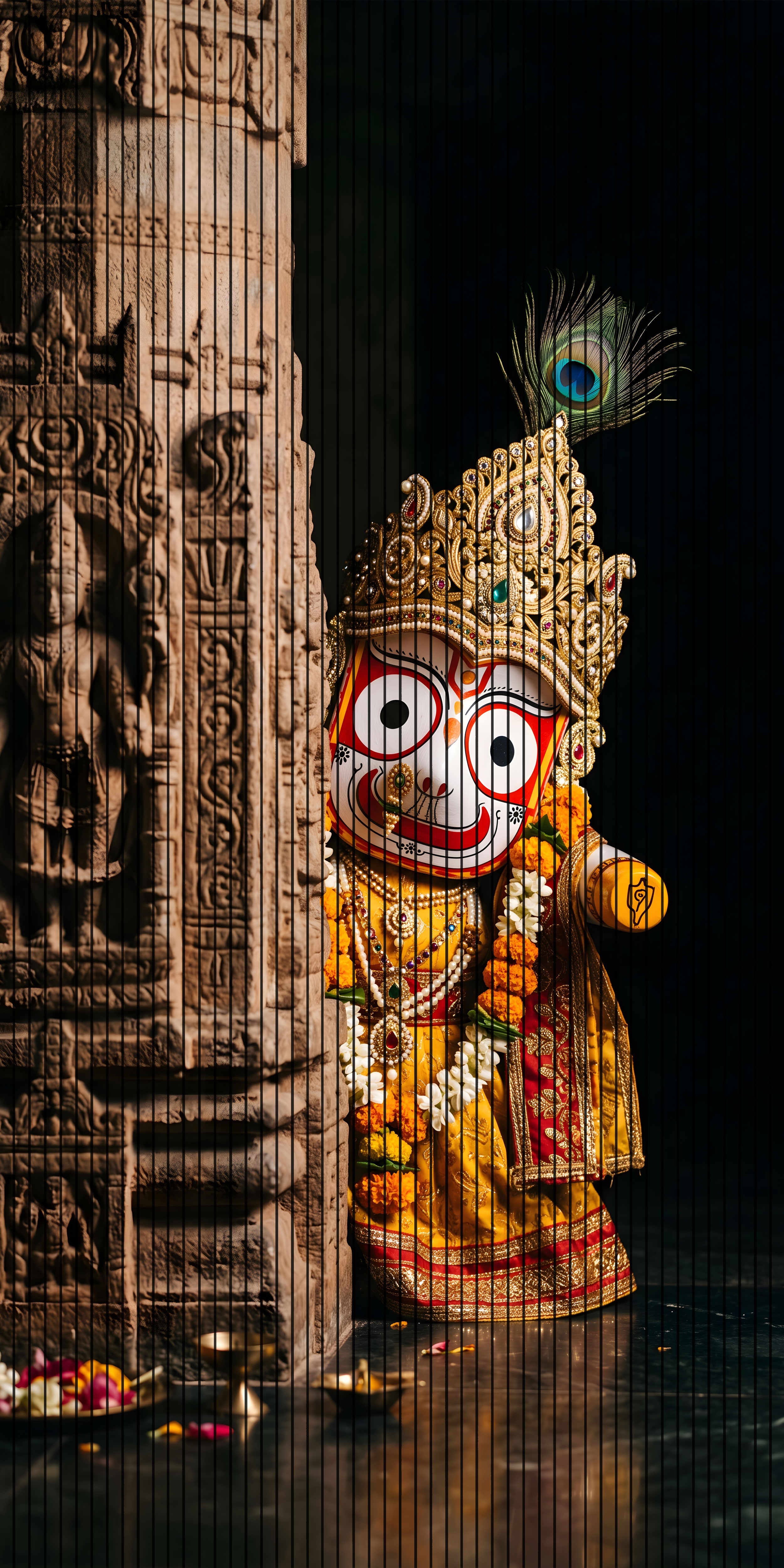 7D Fluted Panel – 7D-146 – Lord Jagannath Behind Wall | 5×10 Feet | Textured Finish