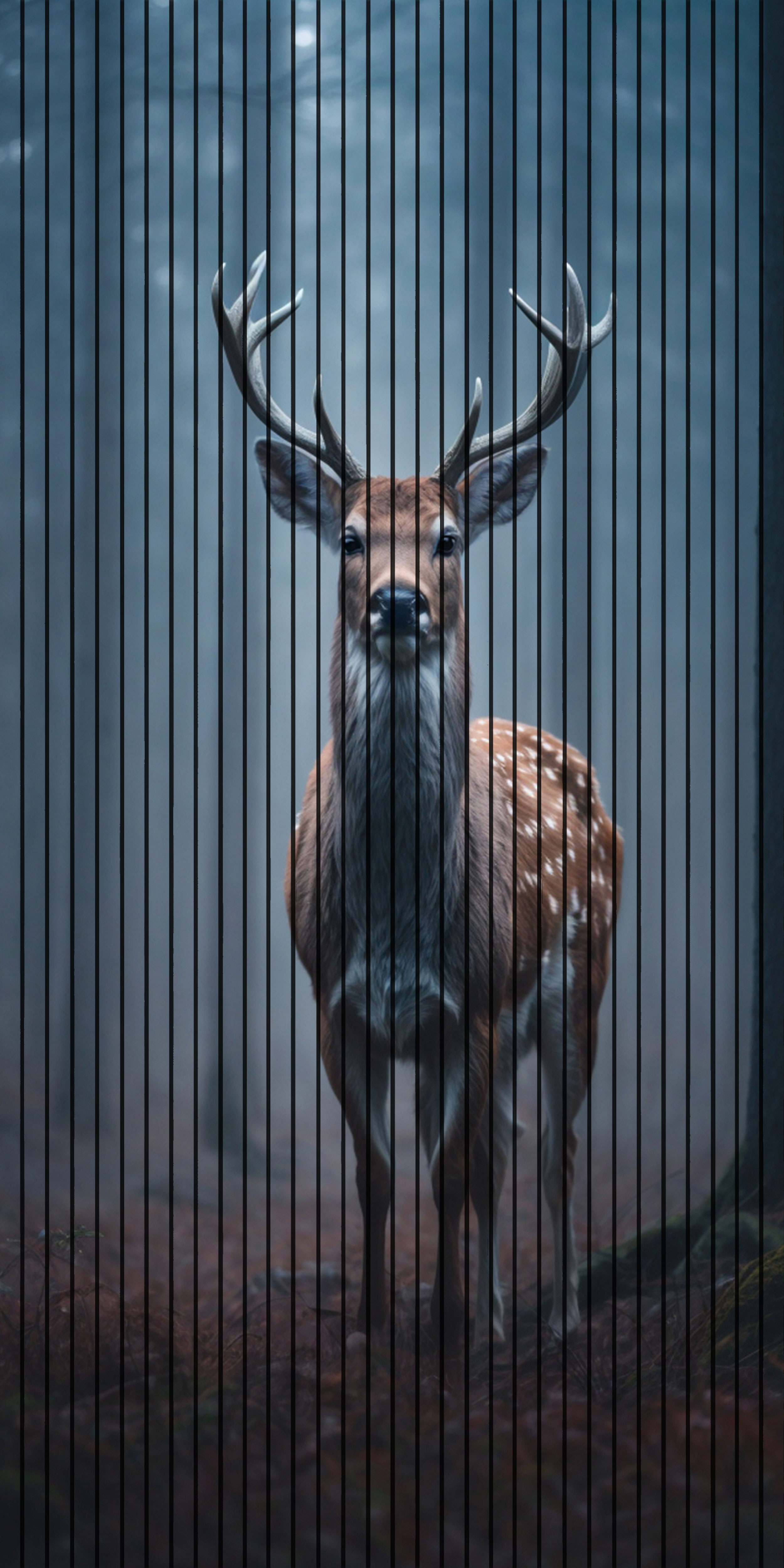 7D Fluted Panel – 7D-1047 – Deer in Forest at Night | 5×10 Feet | Textured Finish