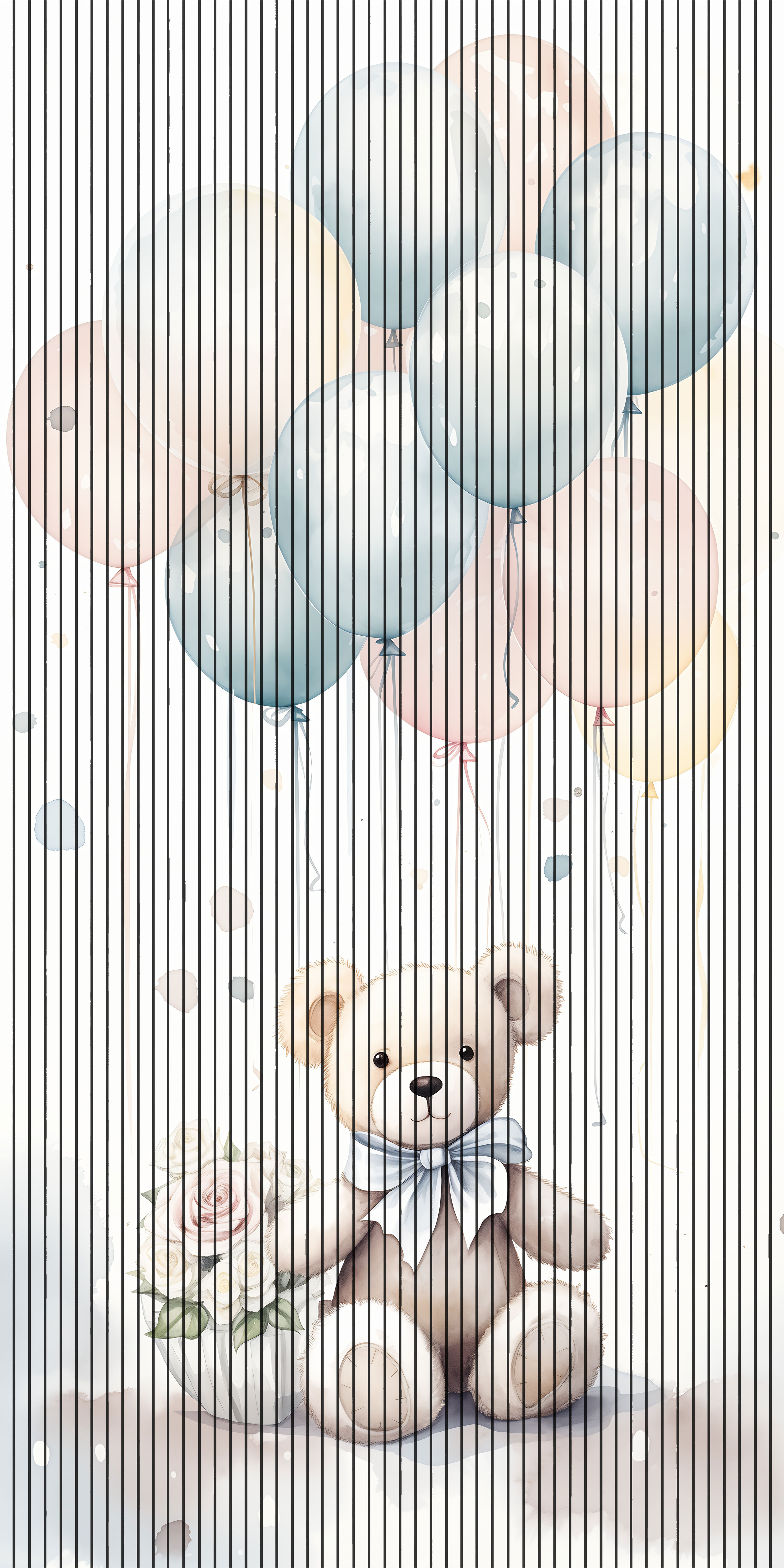 7D Fluted Panel – 7D-1052 – Teddy Bear with Balloons | 5×10 Feet | Textured Finish
