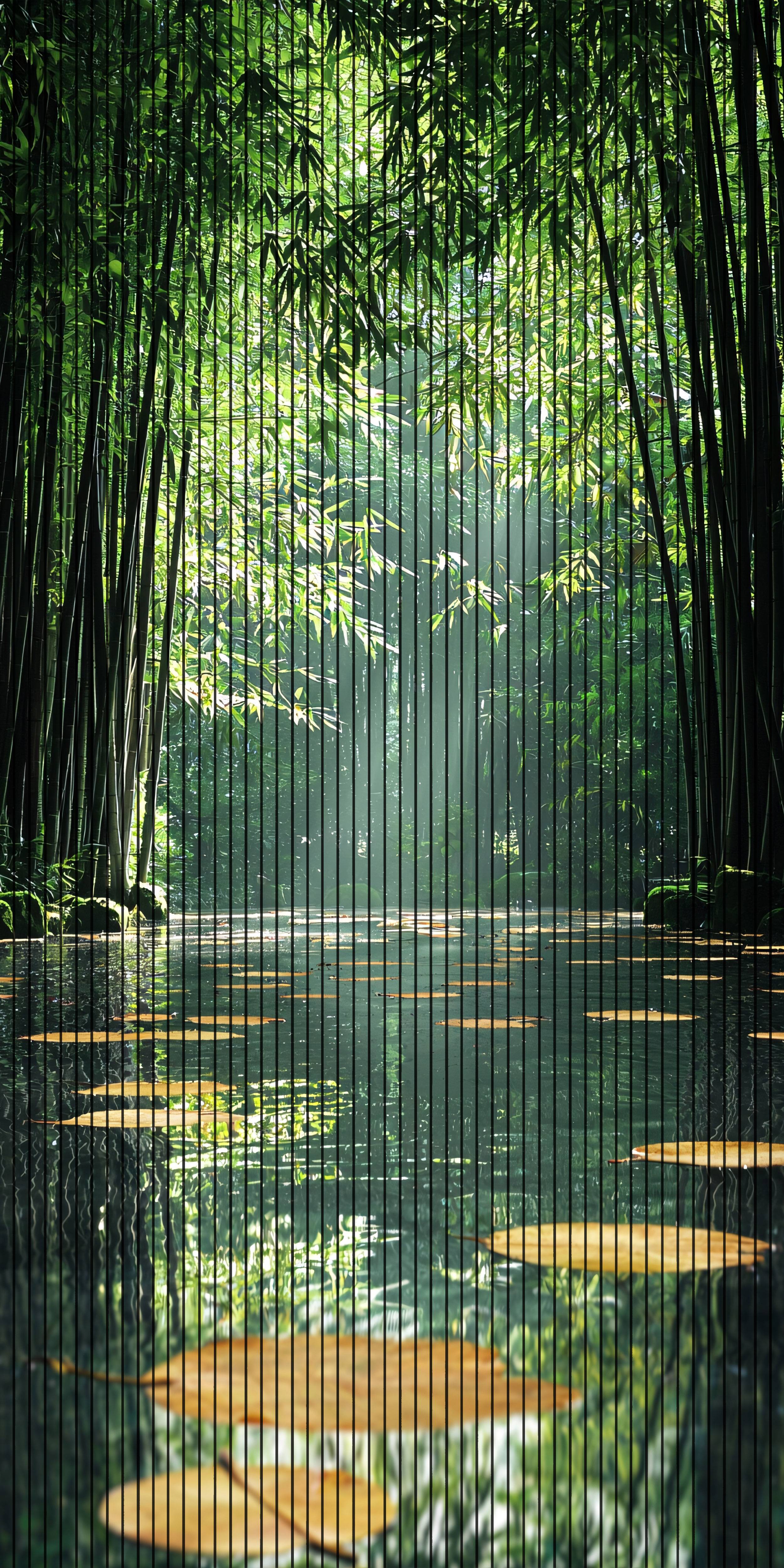 7D Fluted Panel – 7D-168 – Bamboo Forest & Lake Landscape | 5×10 Feet | Textured Finish