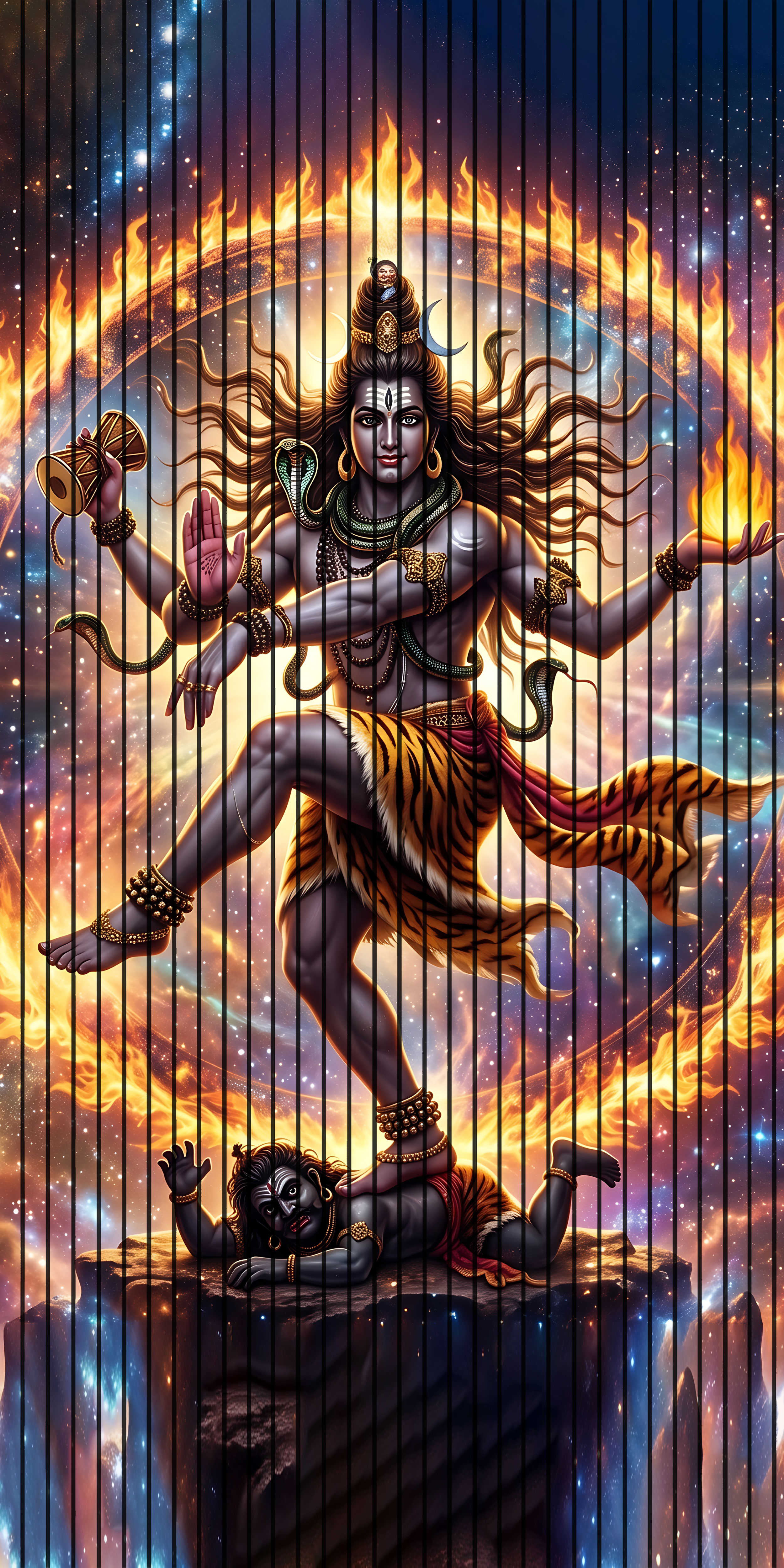 7D Fluted Panel – 7D-106 | Lord Shiva Nataraja Textured Design | 5 Feet × 10 Feet