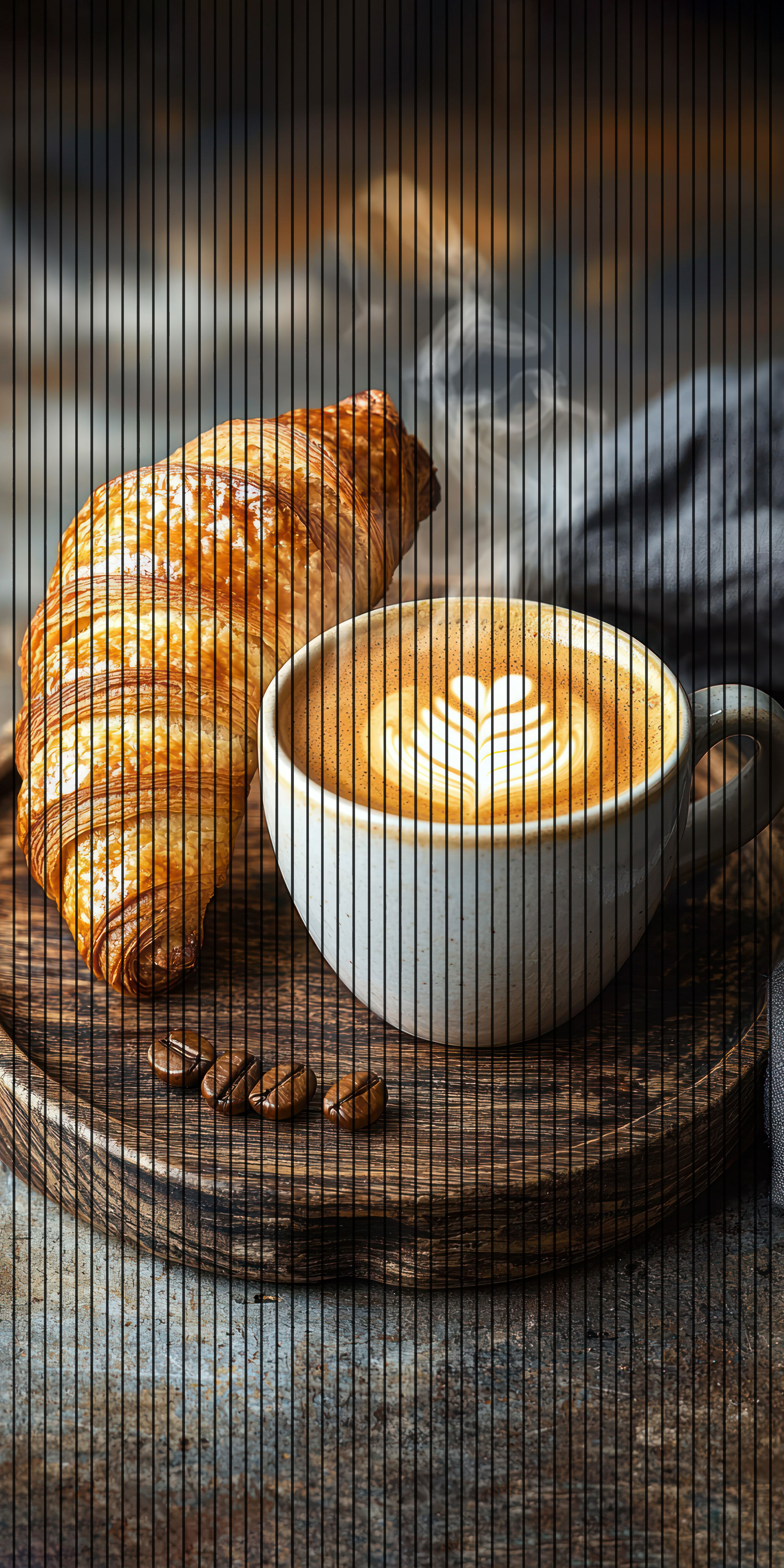 7D Fluted Panel – 7D-1072 – Morning Coffee & Croissant Design | 5×10 Feet | Textured Finish