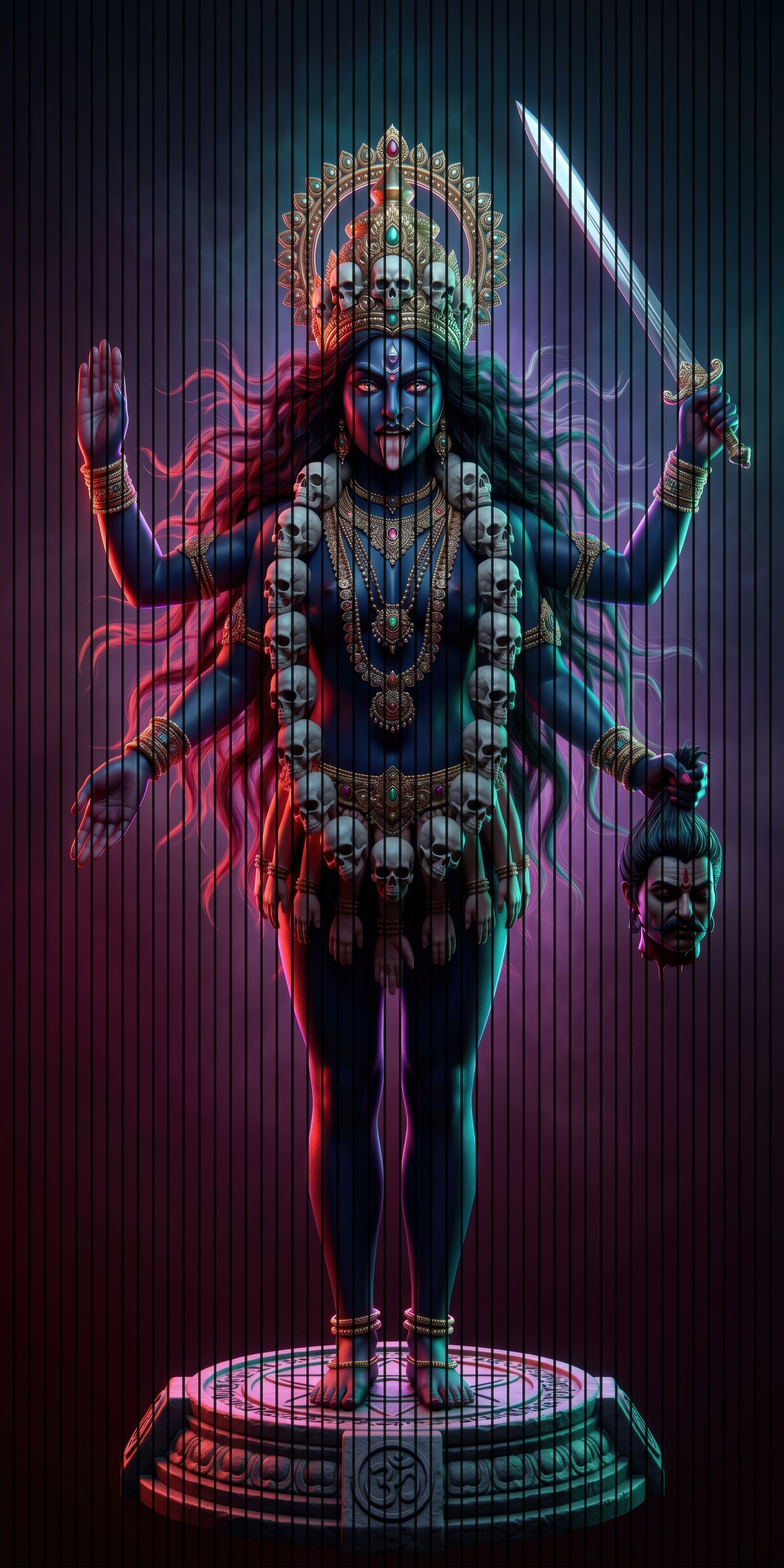 7D Fluted Panel – 7D-176 – Goddess Kali Spiritual Design | 5×10 Feet | Textured Finish