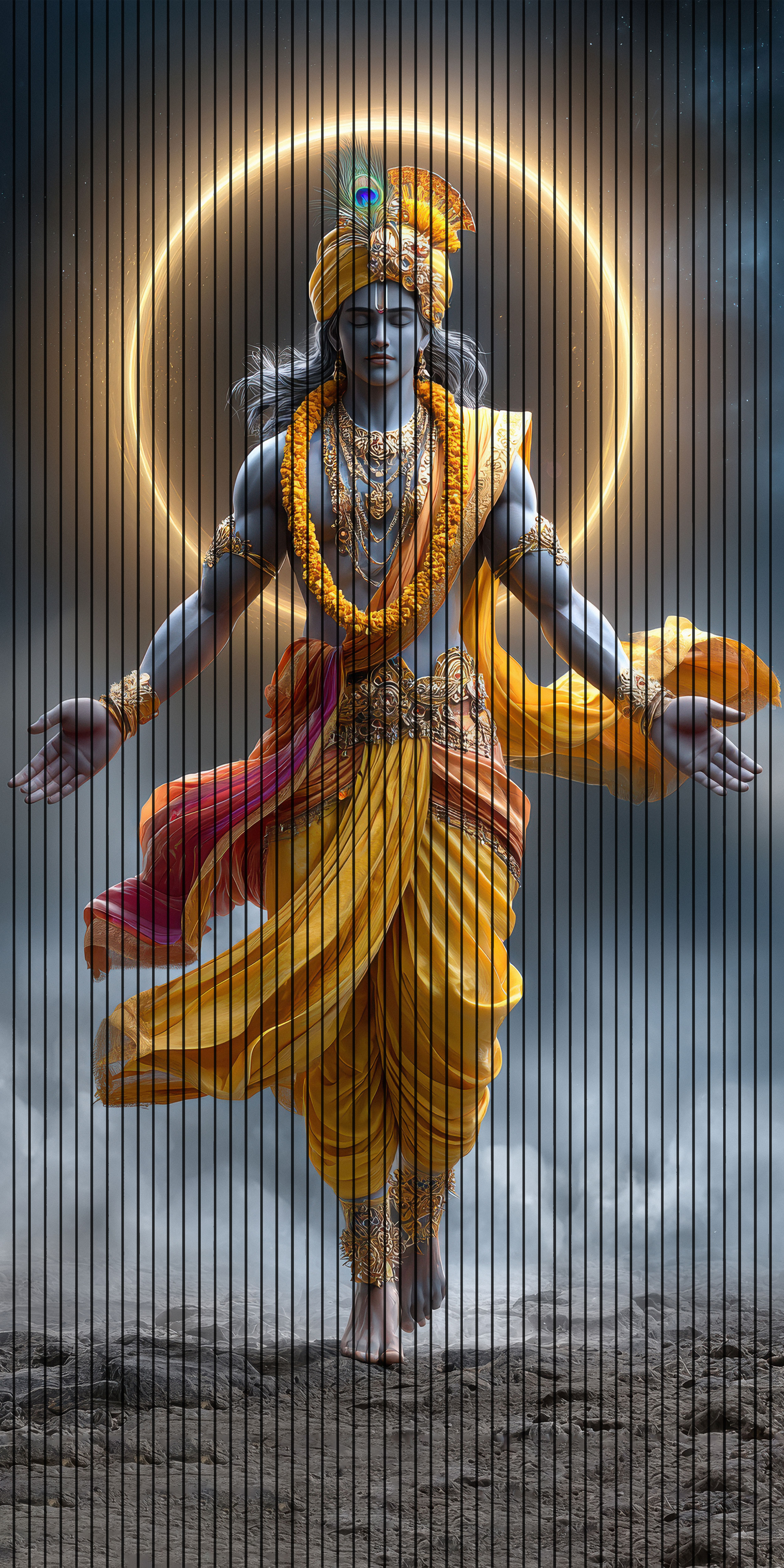 7D Fluted Panel – 7D-177 | Lord Shri Krishna with Radiant Rays | Textured Finish