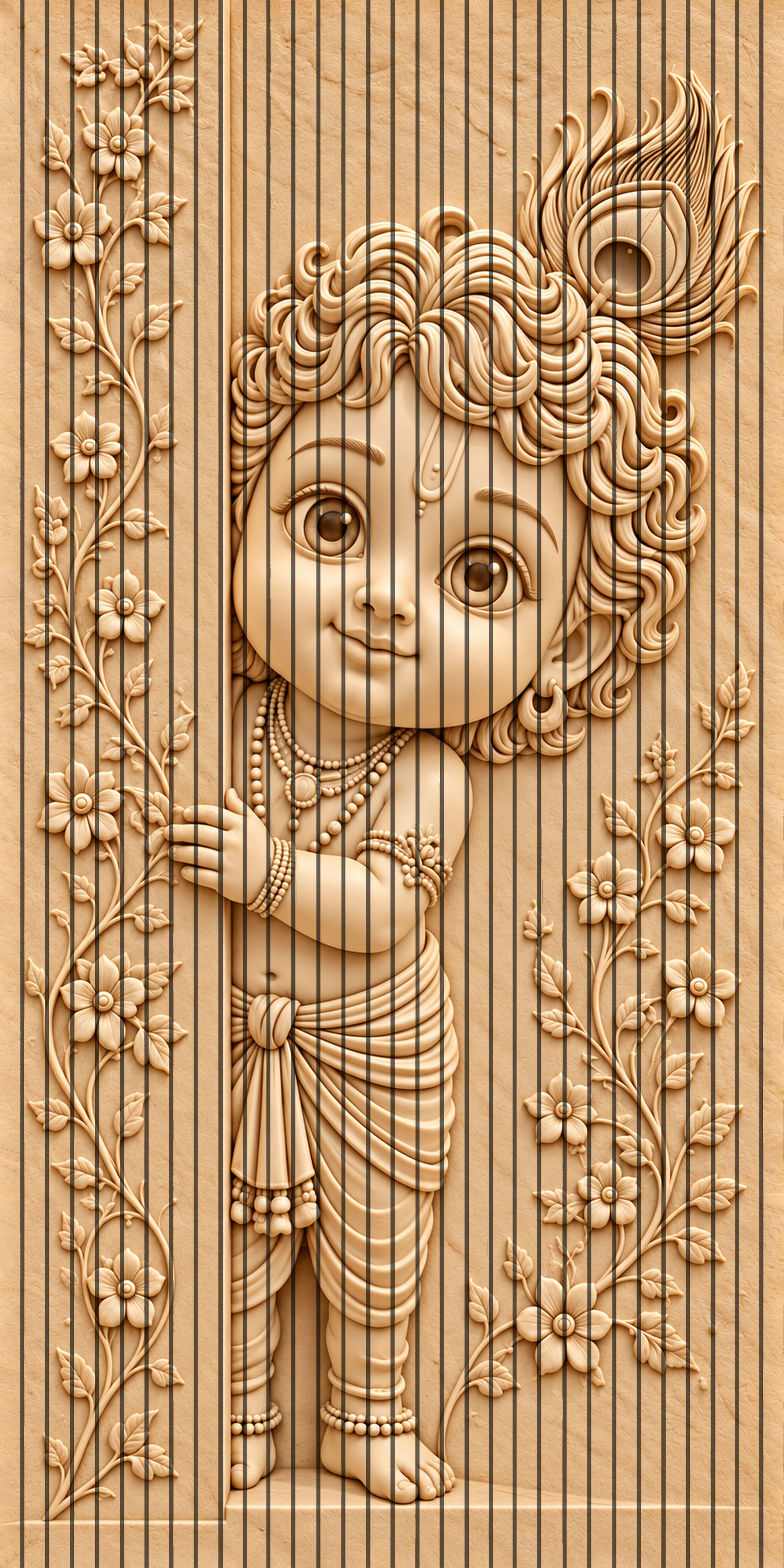 7D Fluted Panel – 7D-1161 – Lord Krishna Design | Textured Finish | 5×10 Feet