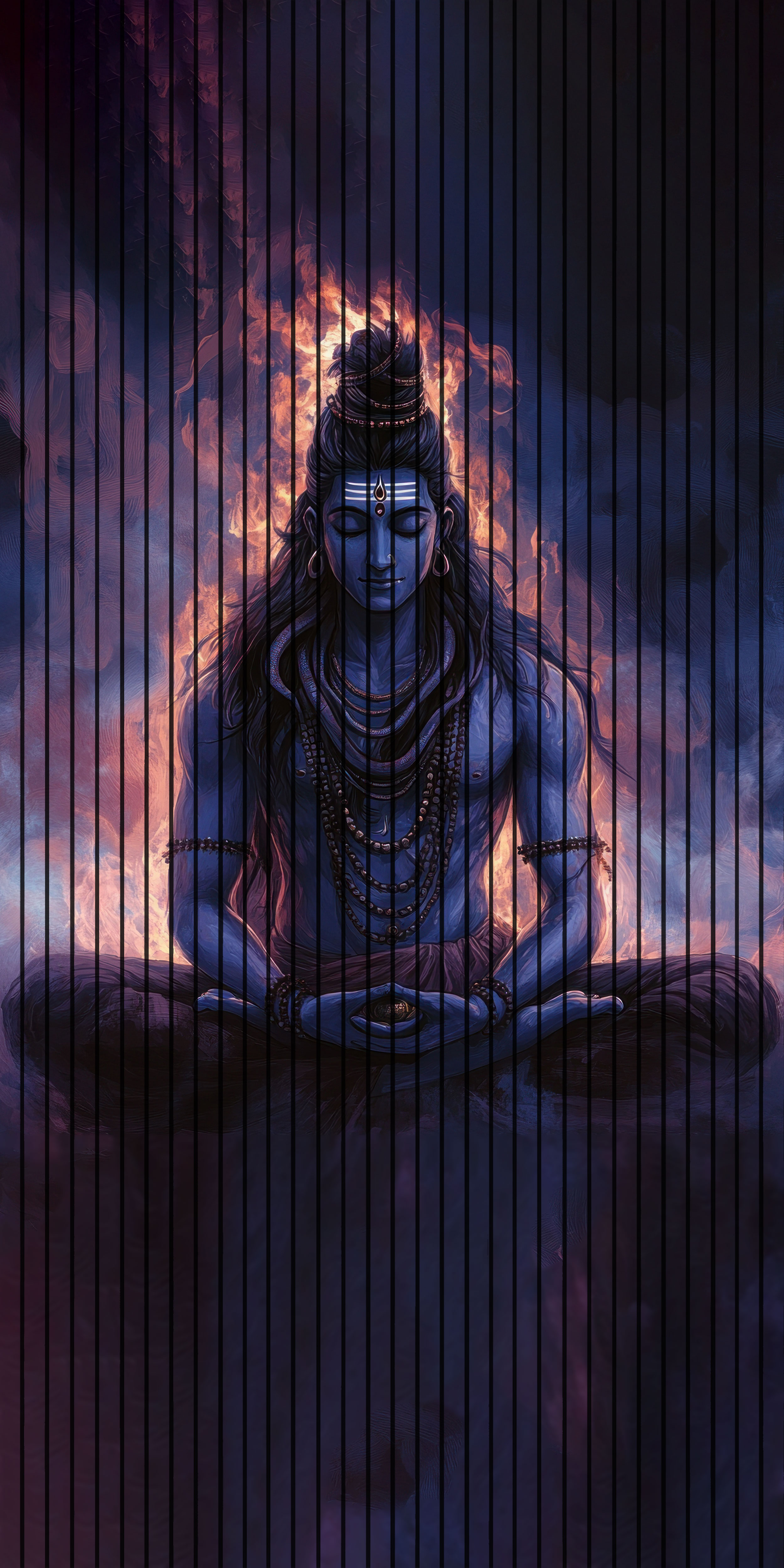 7D Fluted Panel – 7D-107 | Lord Shiva in Deep Meditation | Textured Finish | 5 Feet × 10 Feet