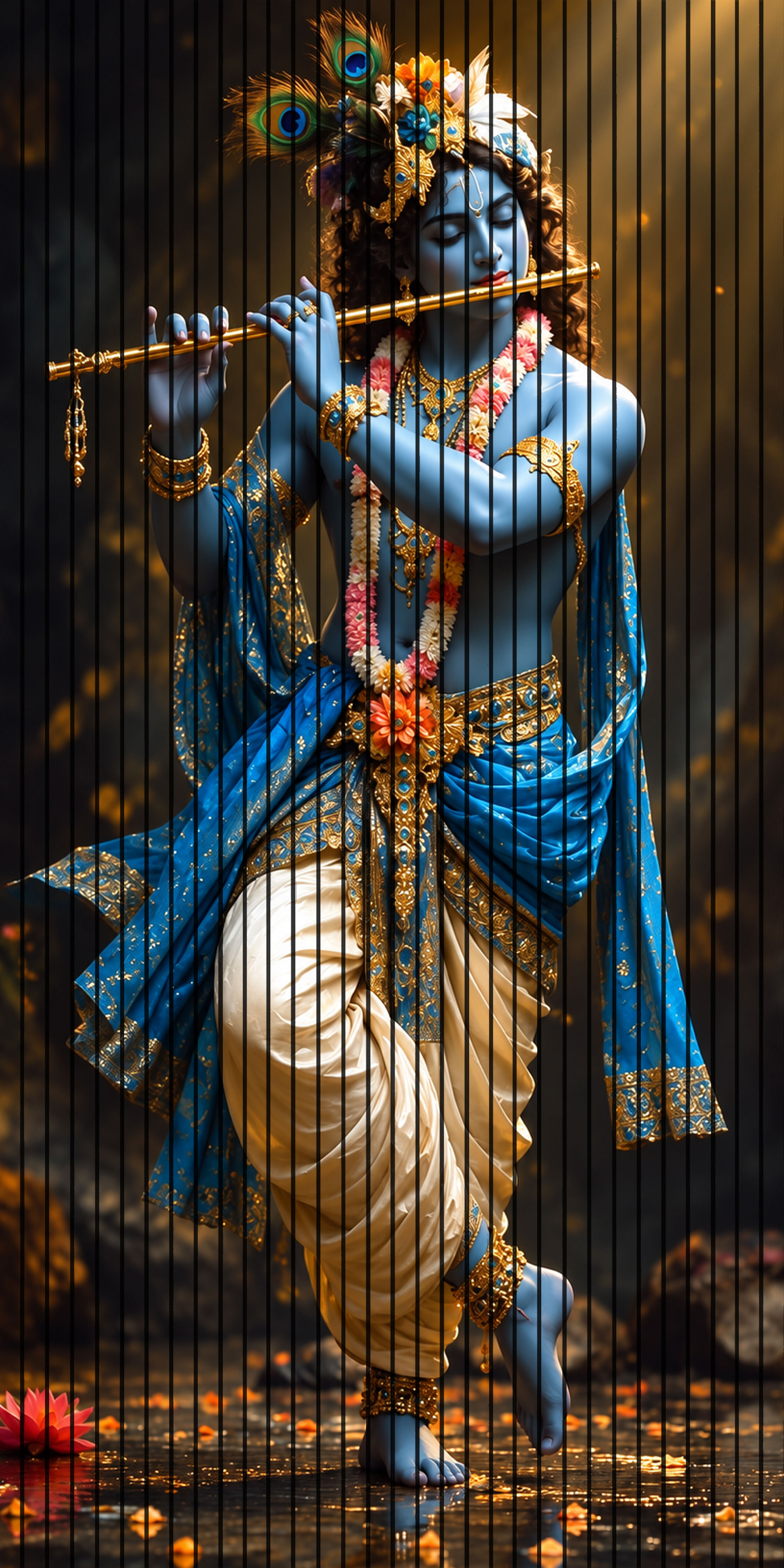 7D Fluted Panel – 7D-183 – Lord Krishna Playing Flute | 5×10 Feet | Textured Finish