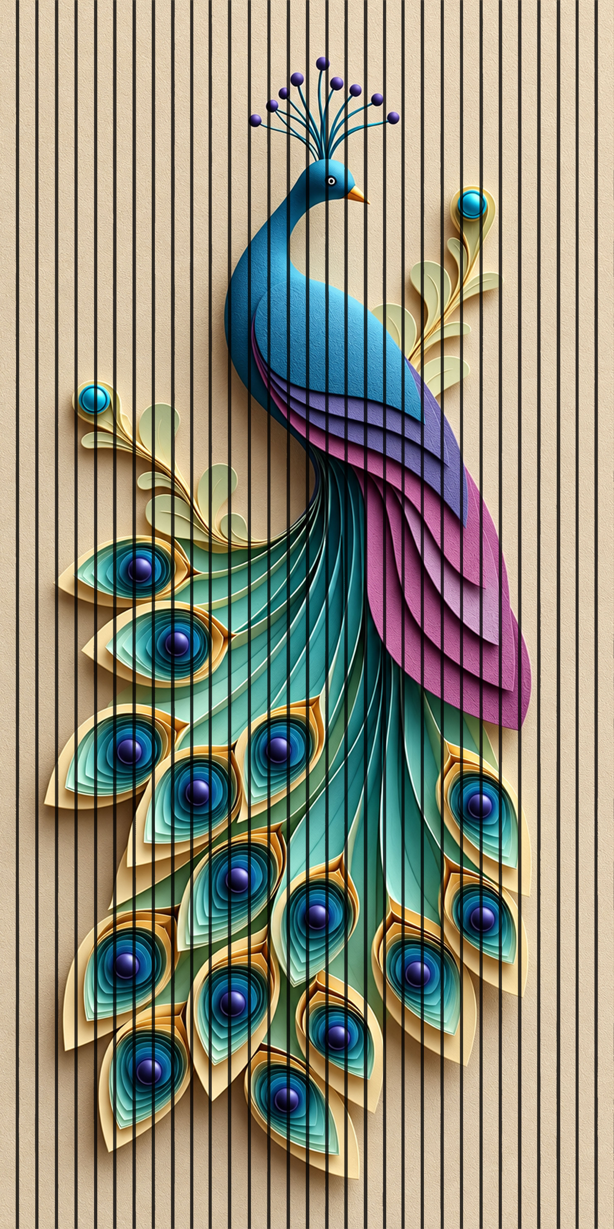 7D Fluted Panel – 7D-1089 – Artistic Peacock Design | 5×10 Feet | Textured Finish
