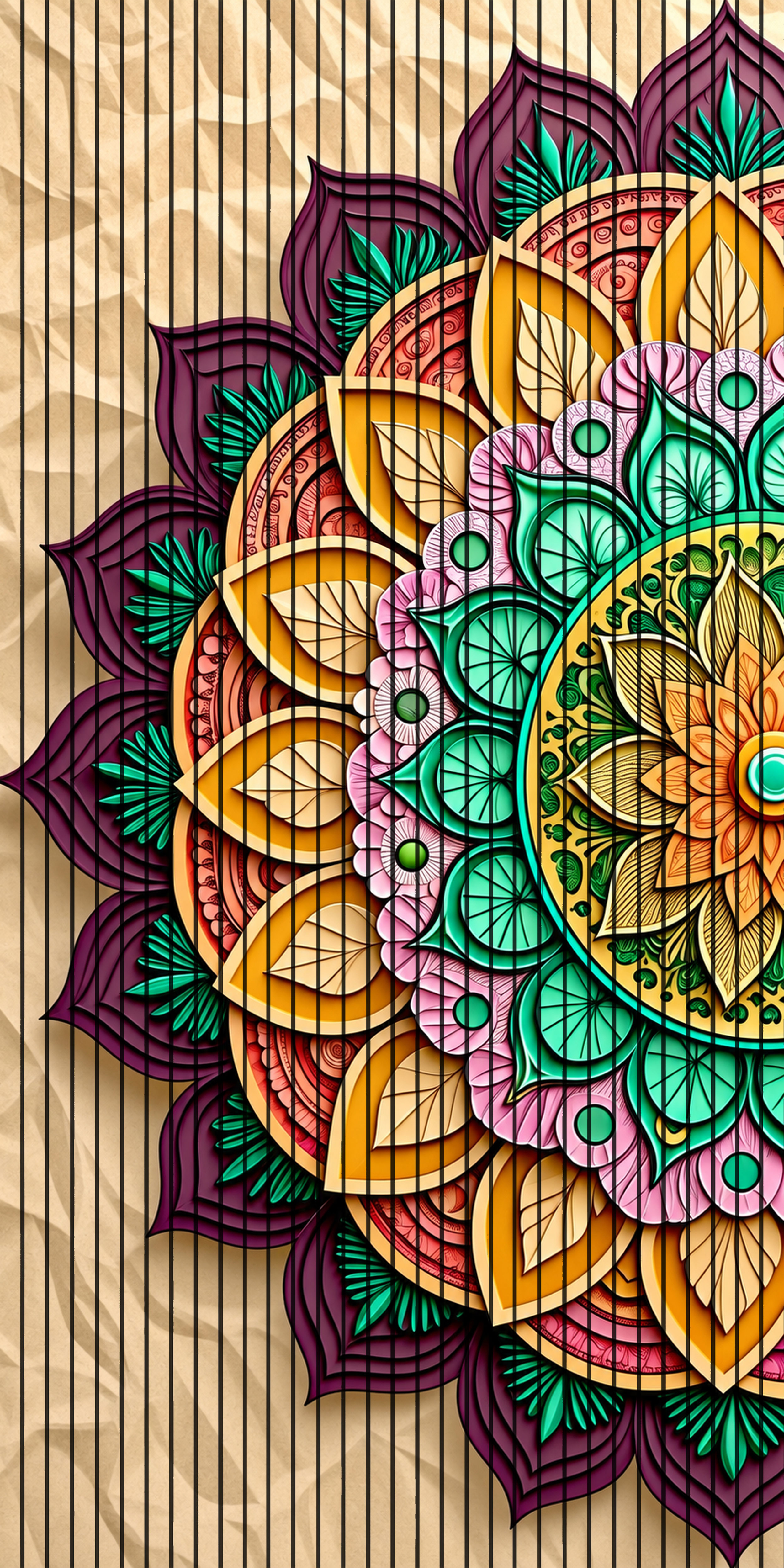 7D Fluted Panel – 7D-1094 – Beautiful Rangoli Artwork | 5×10 Feet | Textured Finish
