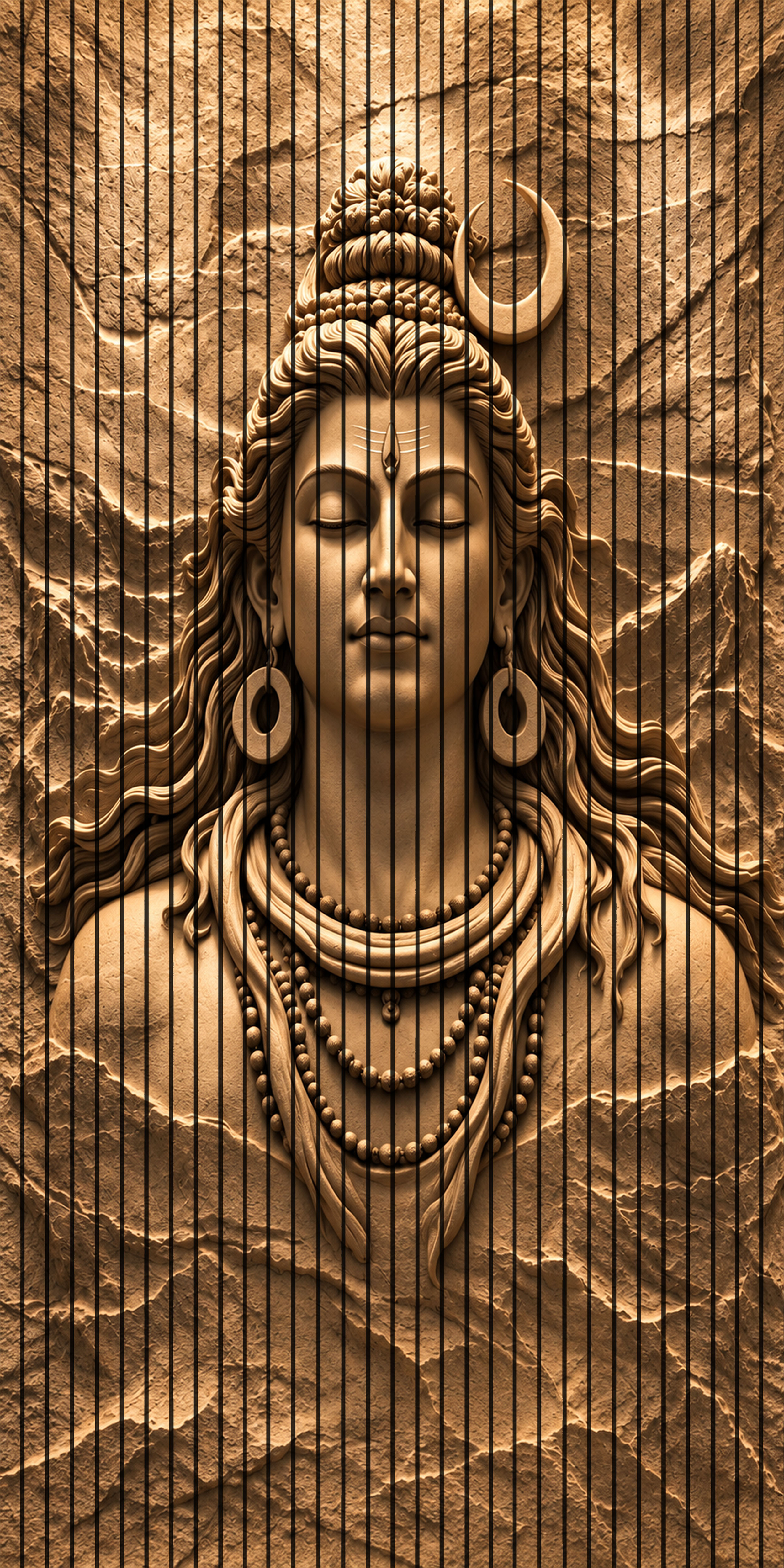 7D Fluted Panel – 7D-1096 – Abstract Lord Shiva Artwork | 5×10 Feet | Textured Finish