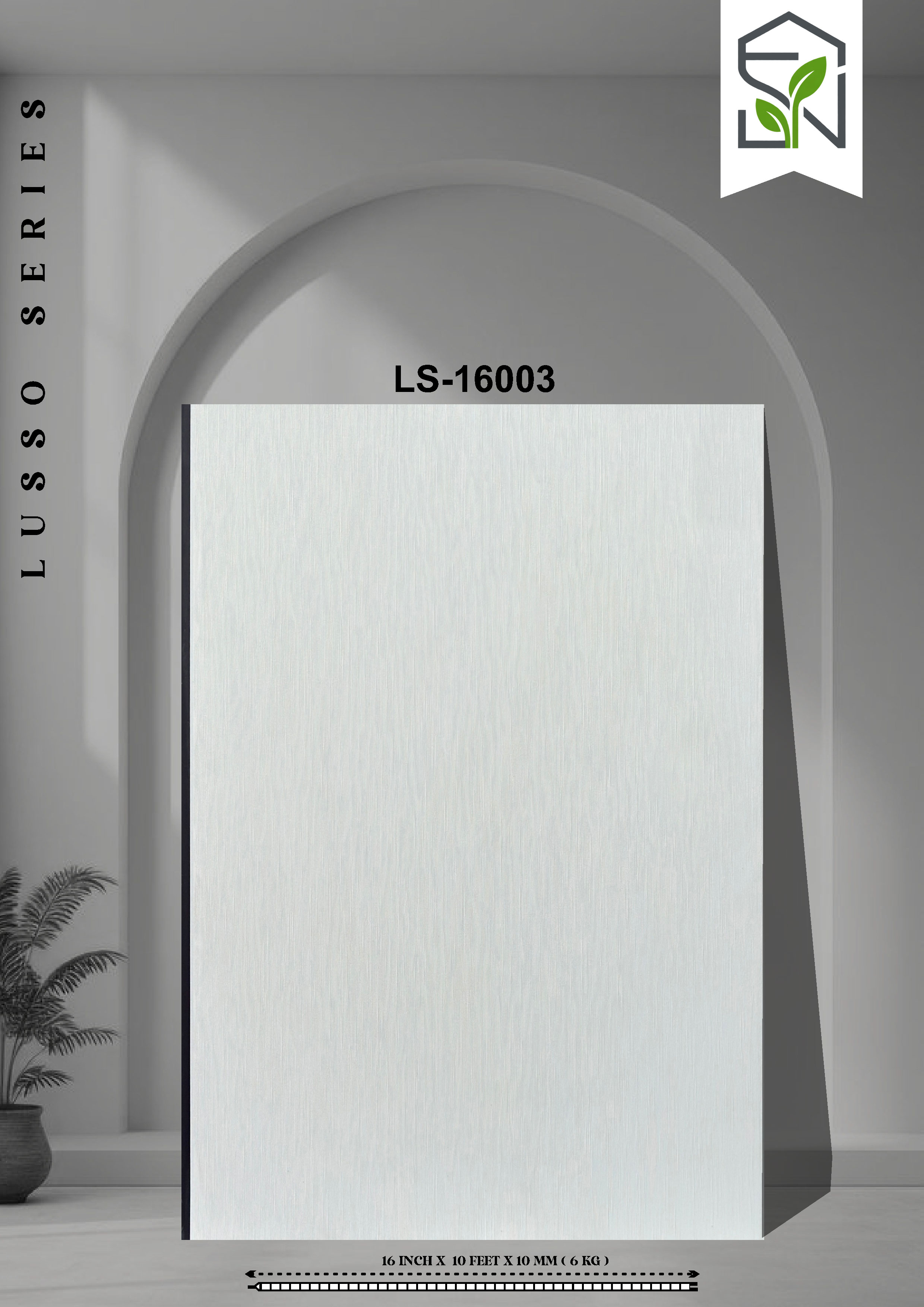 PVC Panel 6KG – 16 Inch White Linen | LS-16003 | 10 Ft
