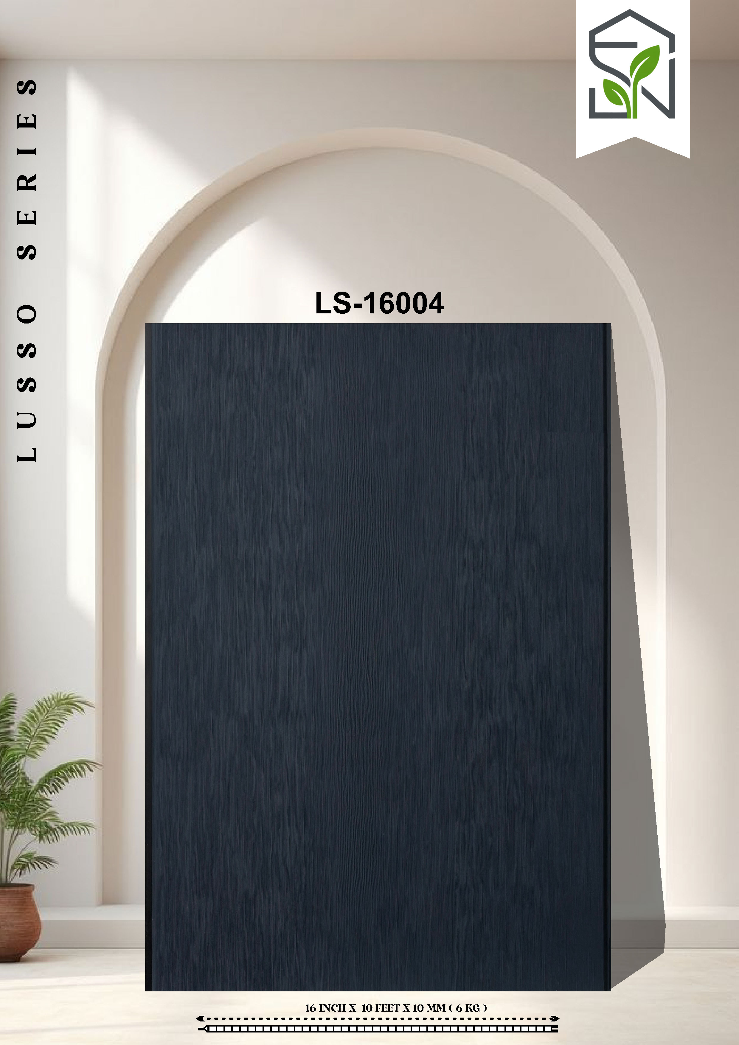 PVC Panel 6KG – 16 Inch Dark Navy Blue Rubbery Linen | LS-16004 | 10 Ft