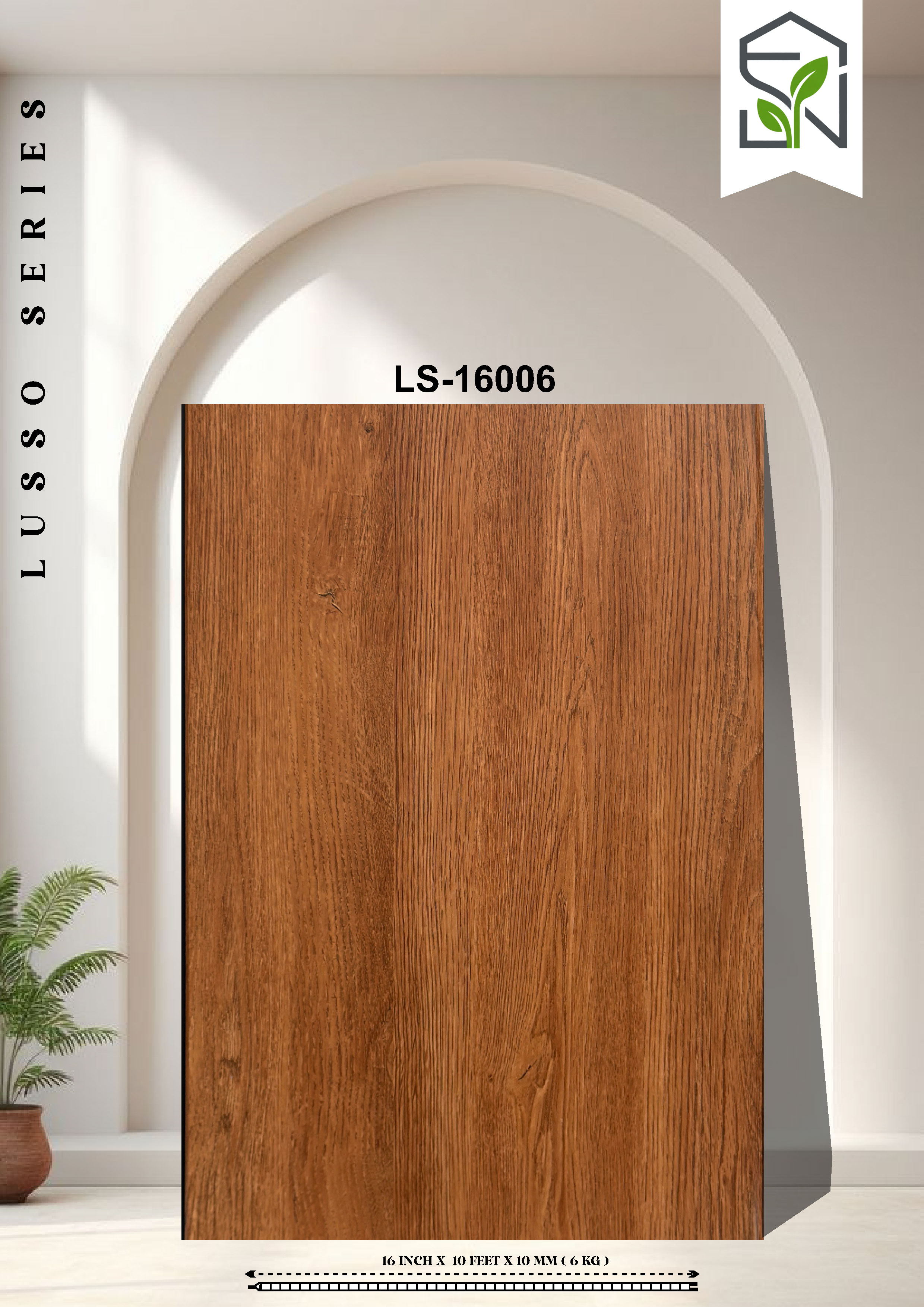 PVC Panel 6KG – 16 Inch Natural Wooden Finish | LS-16006 | 10 Ft