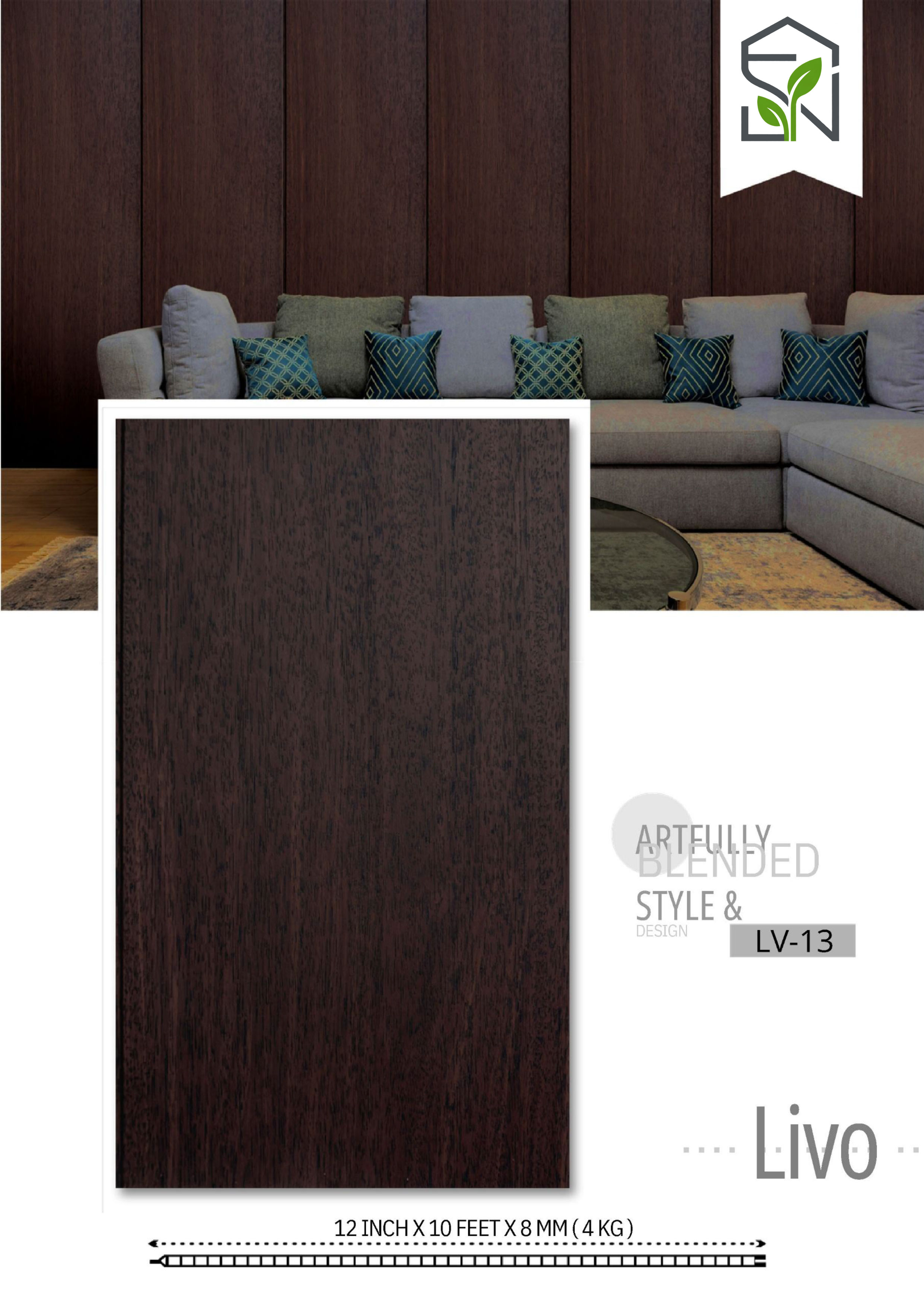 PVC Panel 4KG – 12 Inch Dark Wooden Finish | PVC Interiors LV-13