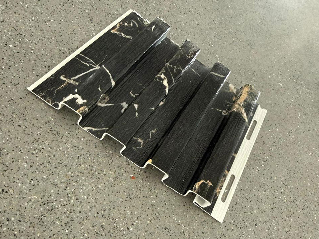 Designer Soffit Panel – Black with Golden & White Textured Finish | SP-010