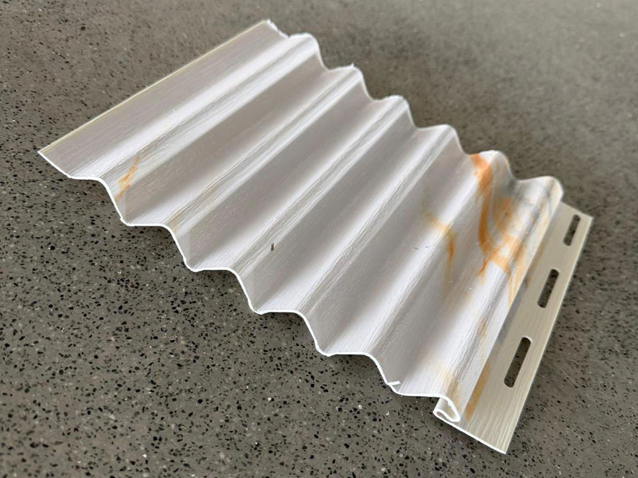 Wave Pattern Soffit Panel – White Marble Textured Finish | SP-020