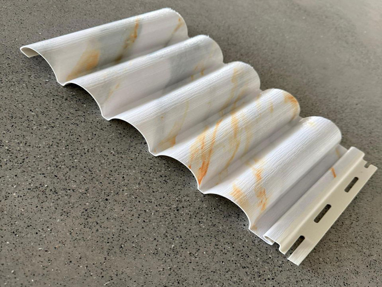 Wave Pattern Soffit Panel – White Marble Textured Finish | SP-026