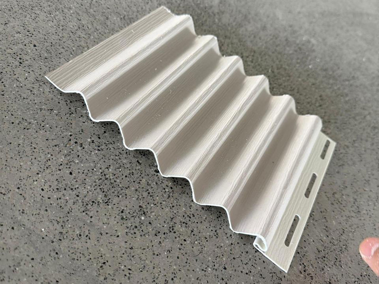Wave Pattern Soffit Panel – Light Gray Textured Finish | SP-007