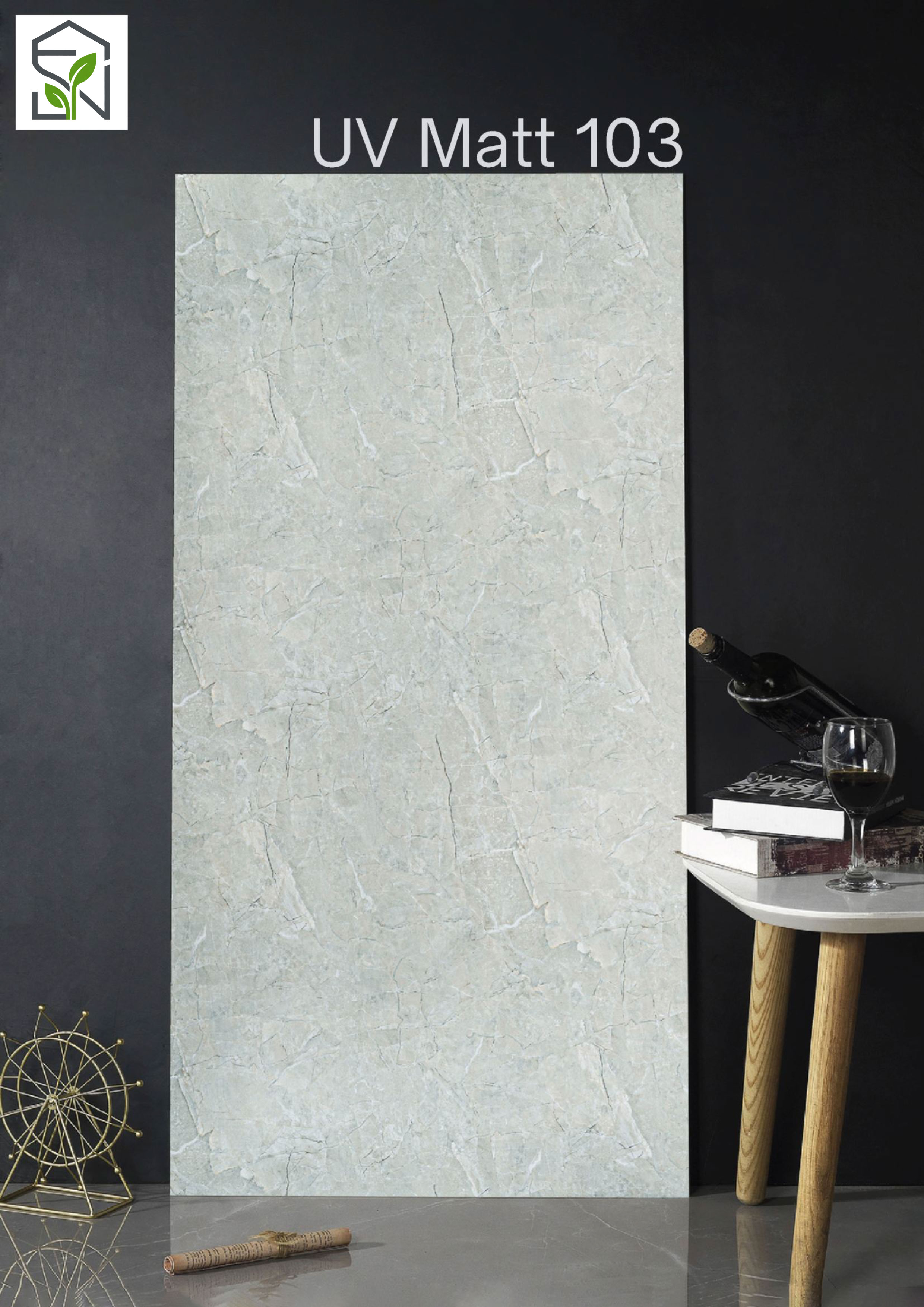 UV Marble Sheet Matt Finish – UV Matt-103 | Abstract Greyish Marble