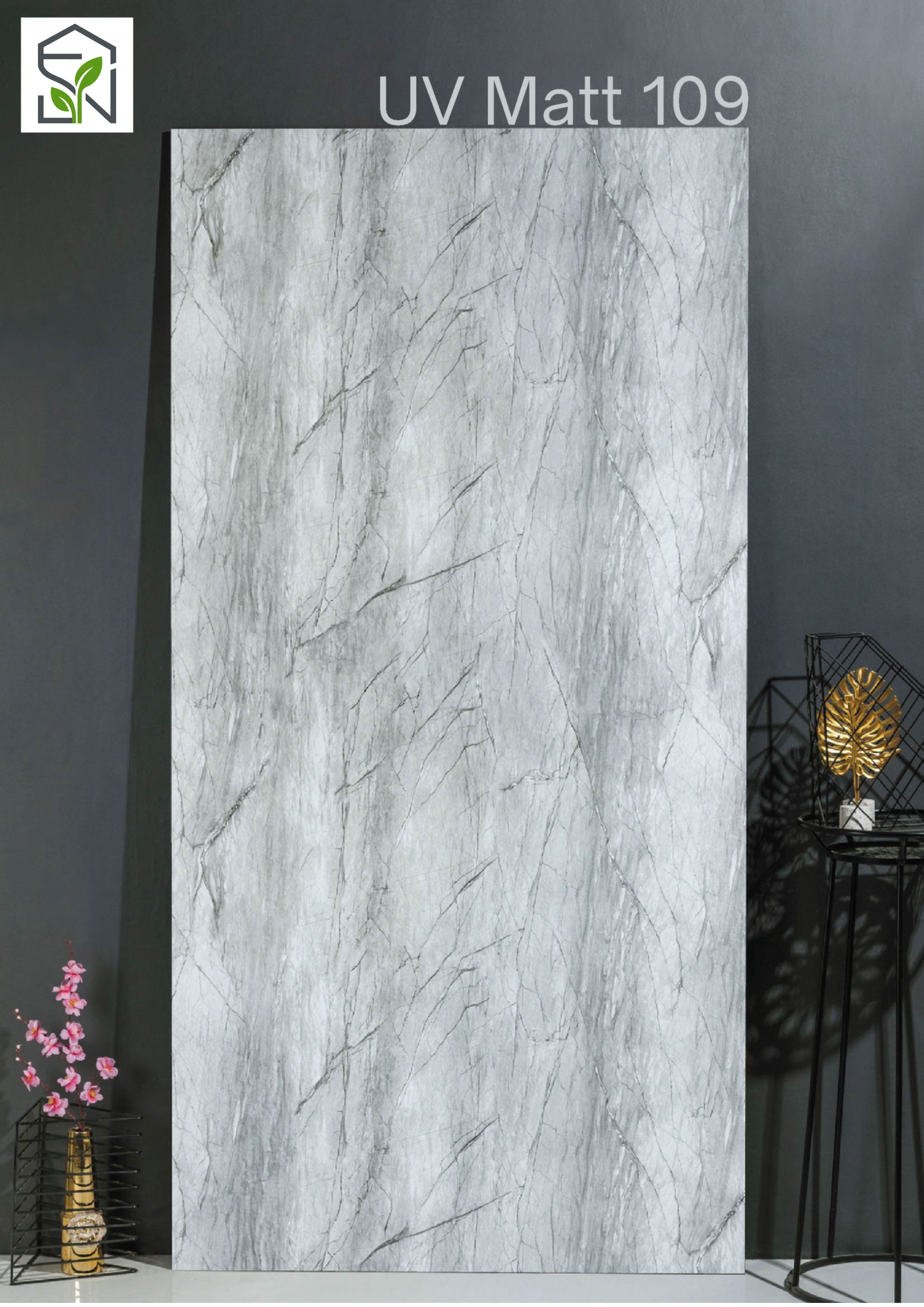 UV Marble Sheet Matt Finish – UV Matt-109 | Grayish Net Marble Finish
