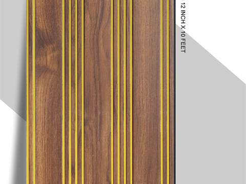 3 Step PVC Fluted Panel – 12 Golden Line 3S-162 GL – 3 Step Natural Wood Light Shade | PVC Interiors