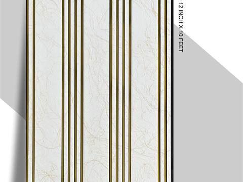 3 Step PVC Fluted Panel – 12 Golden Line 3S-513 GL – 3 Step White with Golden Touch | PVC Interiors
