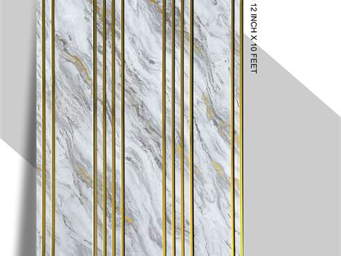 3 Step PVC Fluted Panel – 12 Golden Line 3S-LJ-05 GL | Whitish Marble with Golden Touch | PVC Interiors