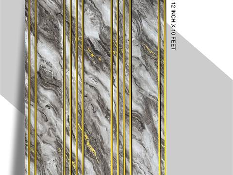 3 Step PVC Fluted Panel – 12 Golden Line 3S-LJ-07 GL | Darker Marble with Golden Touch | PVC Interiors