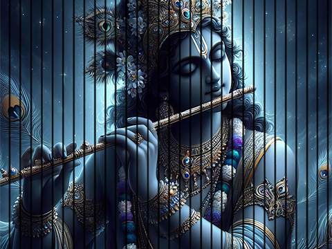 7D Fluted Panel – 7D-105 | Lord Shree Krishna Textured Design | 5 Feet × 10 Feet