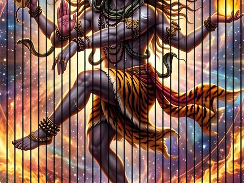7D Fluted Panel – 7D-106 | Lord Shiva Nataraja Textured Design | 5 Feet × 10 Feet