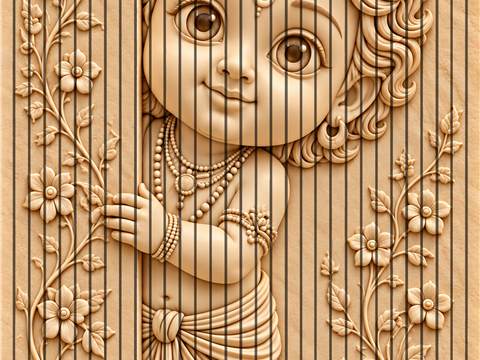 7D Fluted Panel – 7D-1161 – Lord Krishna Design | Textured Finish | 5×10 Feet