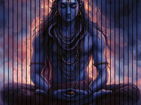 7D Fluted Panel – 7D-107 | Lord Shiva in Deep Meditation | Textured Finish | 5 Feet × 10 Feet