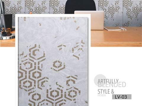 PVC Panel 4KG – 12 Inch Gray with Dark Golden Touch | PVC Interiors LV-03
