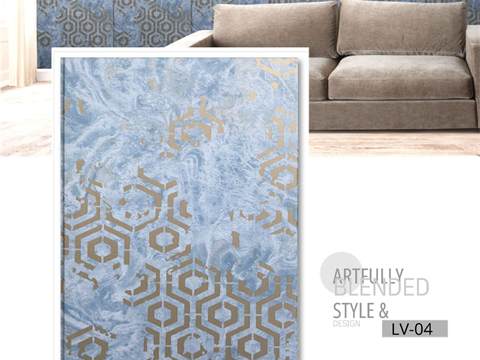 PVC Panel 4KG – 12 Inch Light Blue with Dark Golden Touch | PVC Interiors LV-04