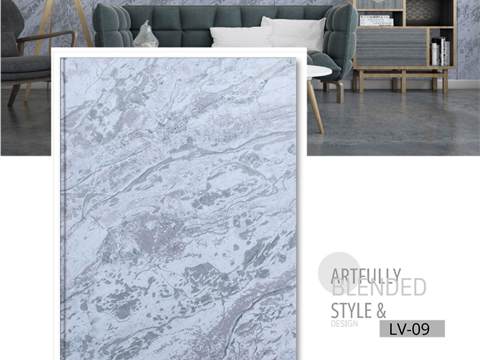 PVC Panel 4KG – 12 Inch Unique Blueish Abstract Marble Finish | PVC Interiors LV-09