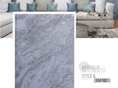 PVC Panel 4KG – 12 Inch Blueish Marble Finish with Golden Line | PVC Interiors LV-10