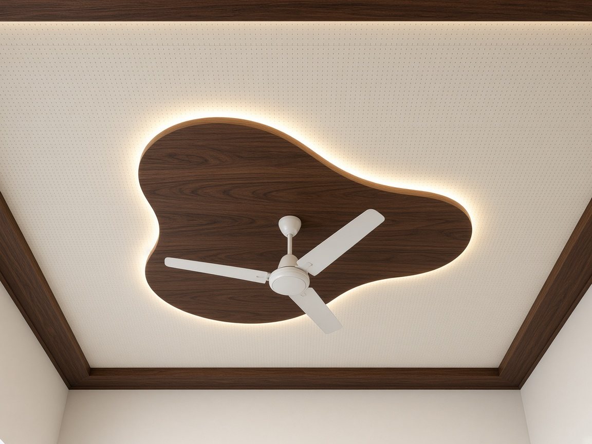 PVC False Ceiling with a curved light channel